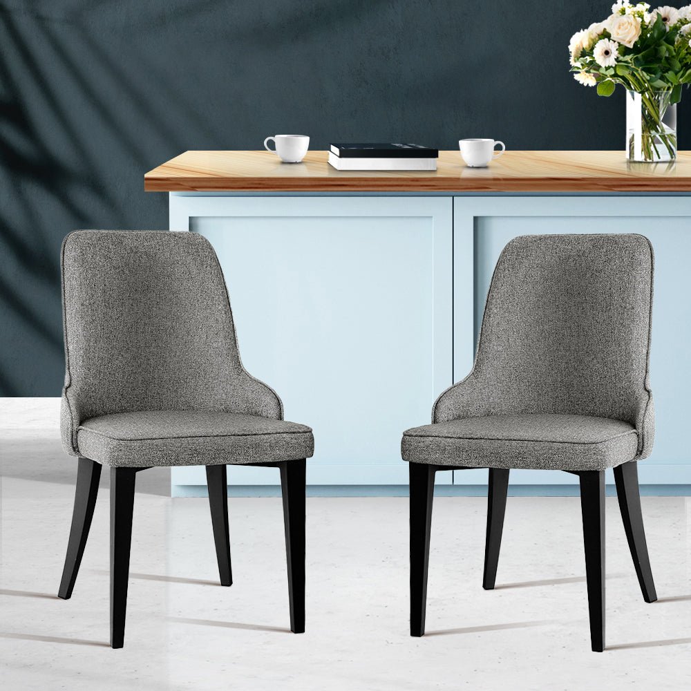 Set of 2 Fabric Dining Chairs - Grey - Rivercity House & Home Co. (ABN 18 642 972 209) - Affordable Modern Furniture Australia