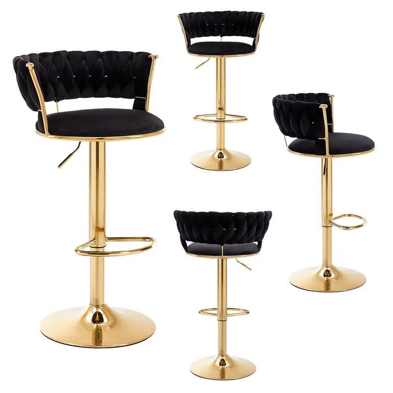 Set of 2 Fairlie Velvet Bar Stools – Black & Gold - Furniture > Bar Stools & Chairs > Table & Bar Stools - Rivercity House & Home Co. (ABN 18 642 972 209) - Affordable Modern Furniture Australia
