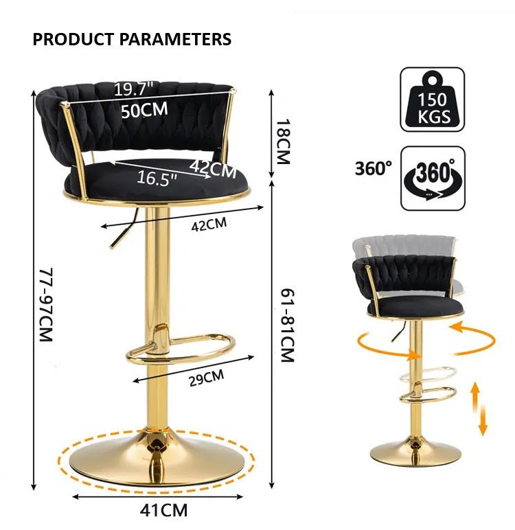 Set of 2 Fairlie Velvet Bar Stools – Green & Gold - Furniture > Bar Stools & Chairs > Table & Bar Stools - Rivercity House & Home Co. (ABN 18 642 972 209) - Affordable Modern Furniture Australia