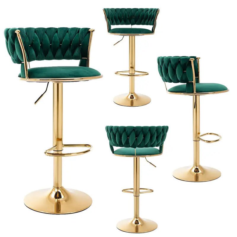 Set of 2 Fairlie Velvet Bar Stools – Green & Gold - Furniture > Bar Stools & Chairs > Table & Bar Stools - Rivercity House & Home Co. (ABN 18 642 972 209) - Affordable Modern Furniture Australia