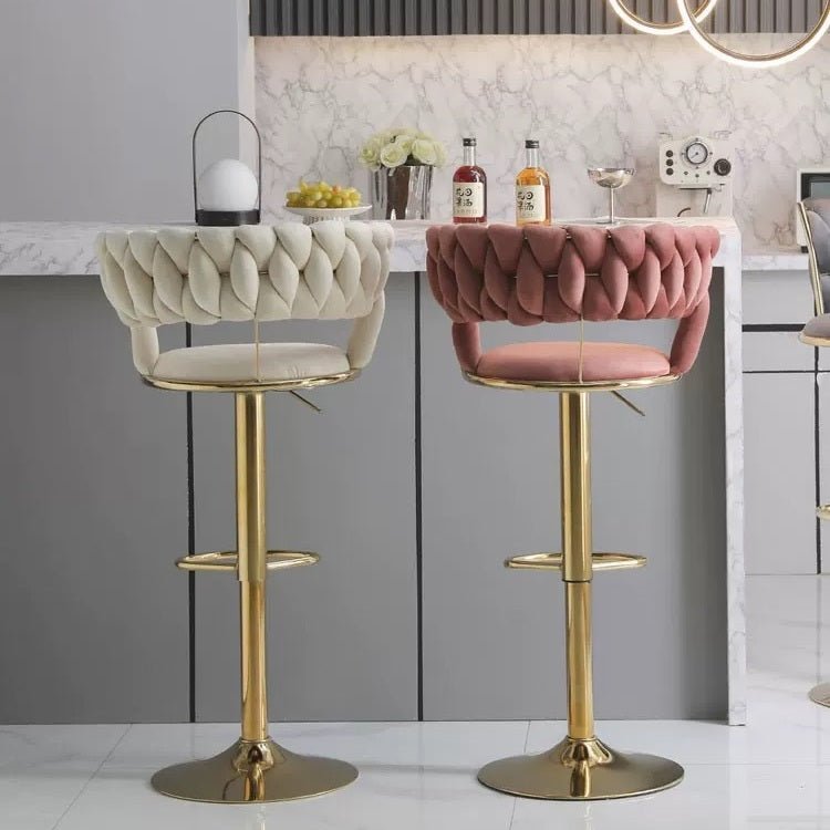 Set of 2 Fairlie Velvet Bar Stools – Ivory & Gold - Furniture > Bar Stools & Chairs > Table & Bar Stools - Rivercity House & Home Co. (ABN 18 642 972 209) - Affordable Modern Furniture Australia