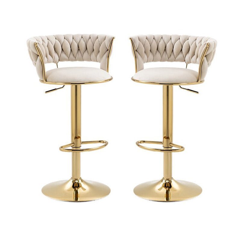 Set of 2 Fairlie Velvet Bar Stools – Ivory & Gold - Furniture > Bar Stools & Chairs > Table & Bar Stools - Rivercity House & Home Co. (ABN 18 642 972 209) - Affordable Modern Furniture Australia