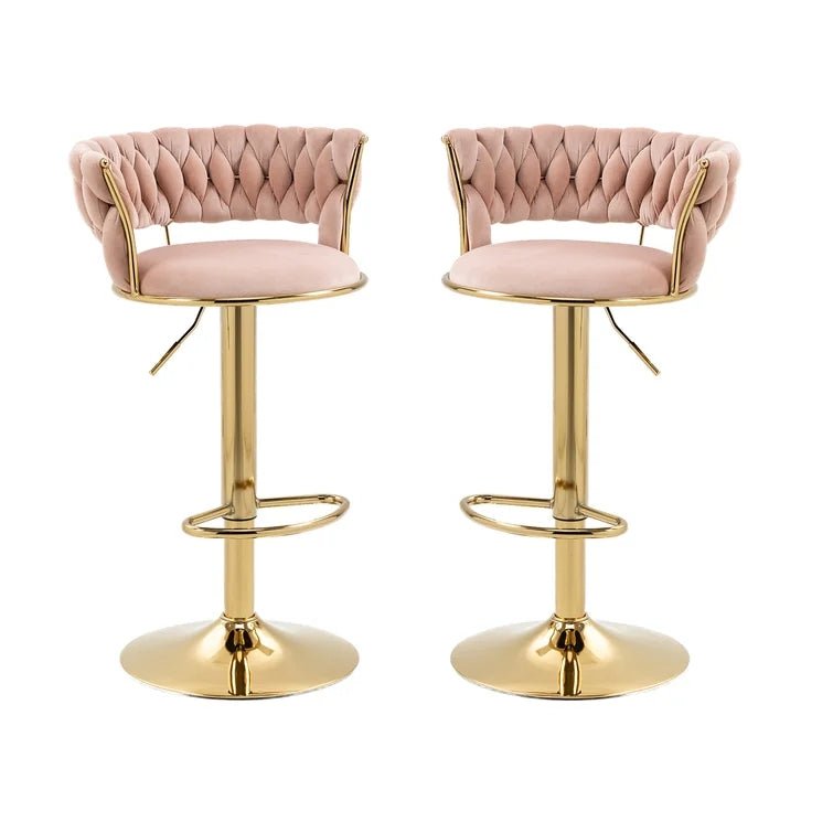 Set of 2 Fairlie Velvet Bar Stools – Pink & Gold - Furniture > Bar Stools & Chairs > Table & Bar Stools - Rivercity House & Home Co. (ABN 18 642 972 209) - Affordable Modern Furniture Australia