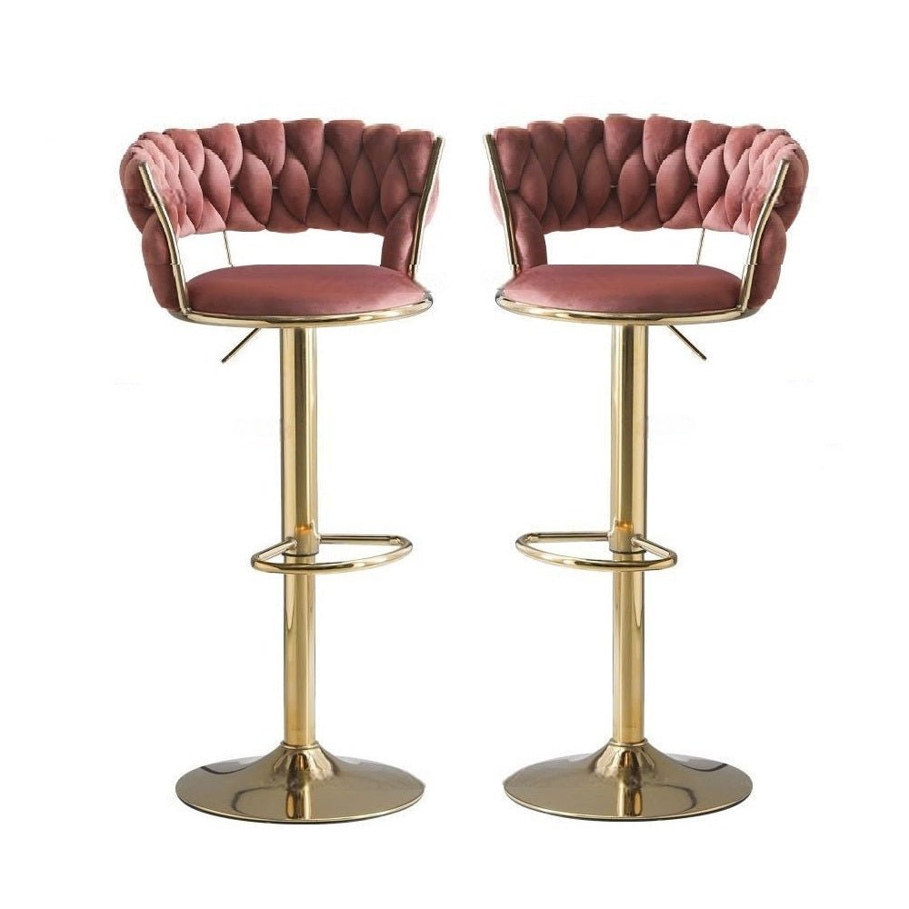 Set of 2 Fairlie Velvet Bar Stools – Red & Gold - Furniture > Bar Stools & Chairs > Table & Bar Stools - Rivercity House & Home Co. (ABN 18 642 972 209) - Affordable Modern Furniture Australia