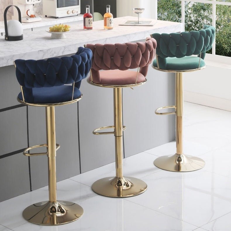 Set of 2 Fairlie Velvet Bar Stools – Red & Gold - Furniture > Bar Stools & Chairs > Table & Bar Stools - Rivercity House & Home Co. (ABN 18 642 972 209) - Affordable Modern Furniture Australia