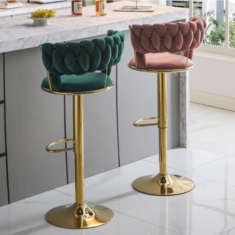 Set of 2 Fairlie Velvet Bar Stools – Red & Gold - Furniture > Bar Stools & Chairs > Table & Bar Stools - Rivercity House & Home Co. (ABN 18 642 972 209) - Affordable Modern Furniture Australia