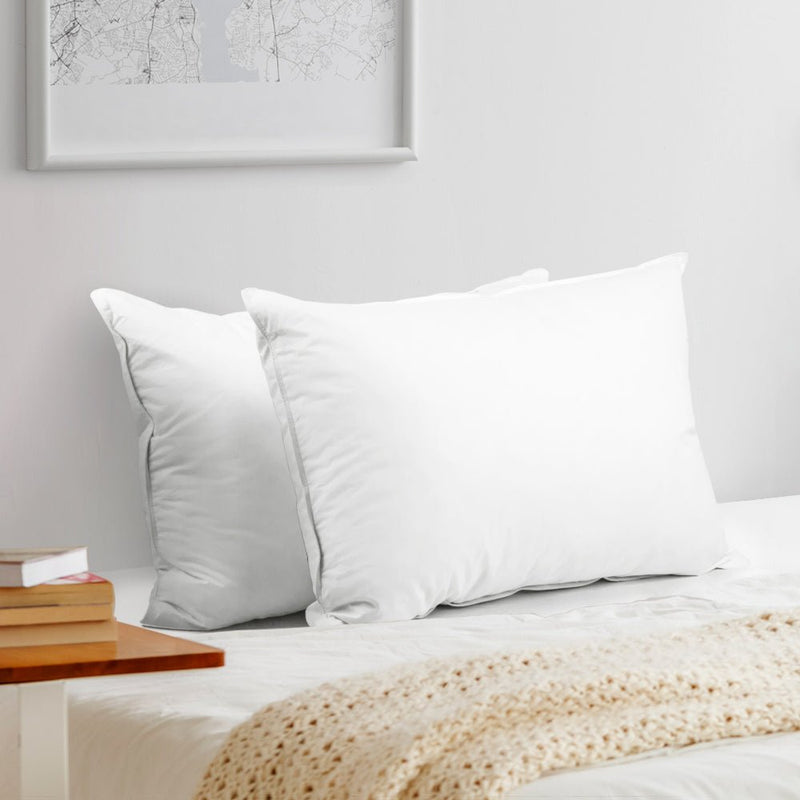 Set of 2 Goose Feather and Down Pillows - White - Rivercity House & Home Co. (ABN 18 642 972 209) - Affordable Modern Furniture Australia