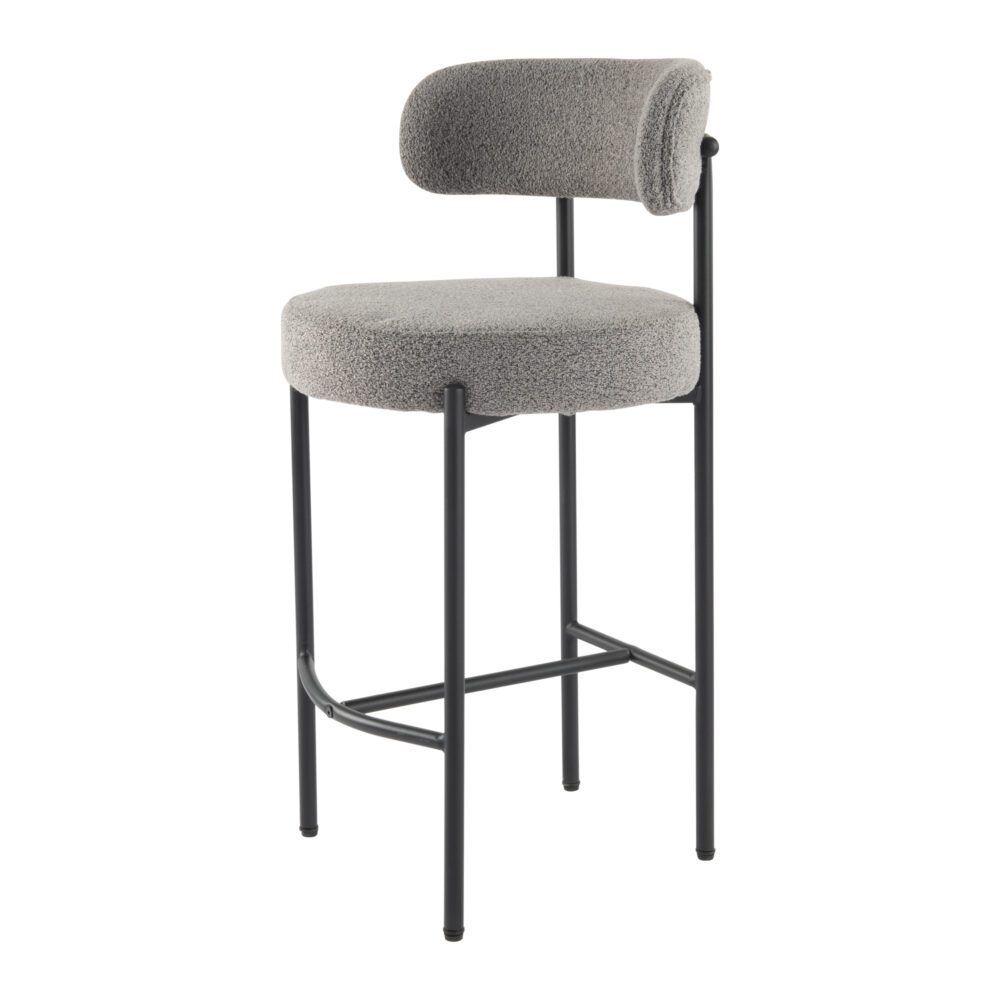 Set of 2 Lennox Contemporary Bouclé Bar Stools - Grey - Furniture > Bar Stools & Chairs > Table & Bar Stools - Rivercity House & Home Co. (ABN 18 642 972 209) - Affordable Modern Furniture Australia