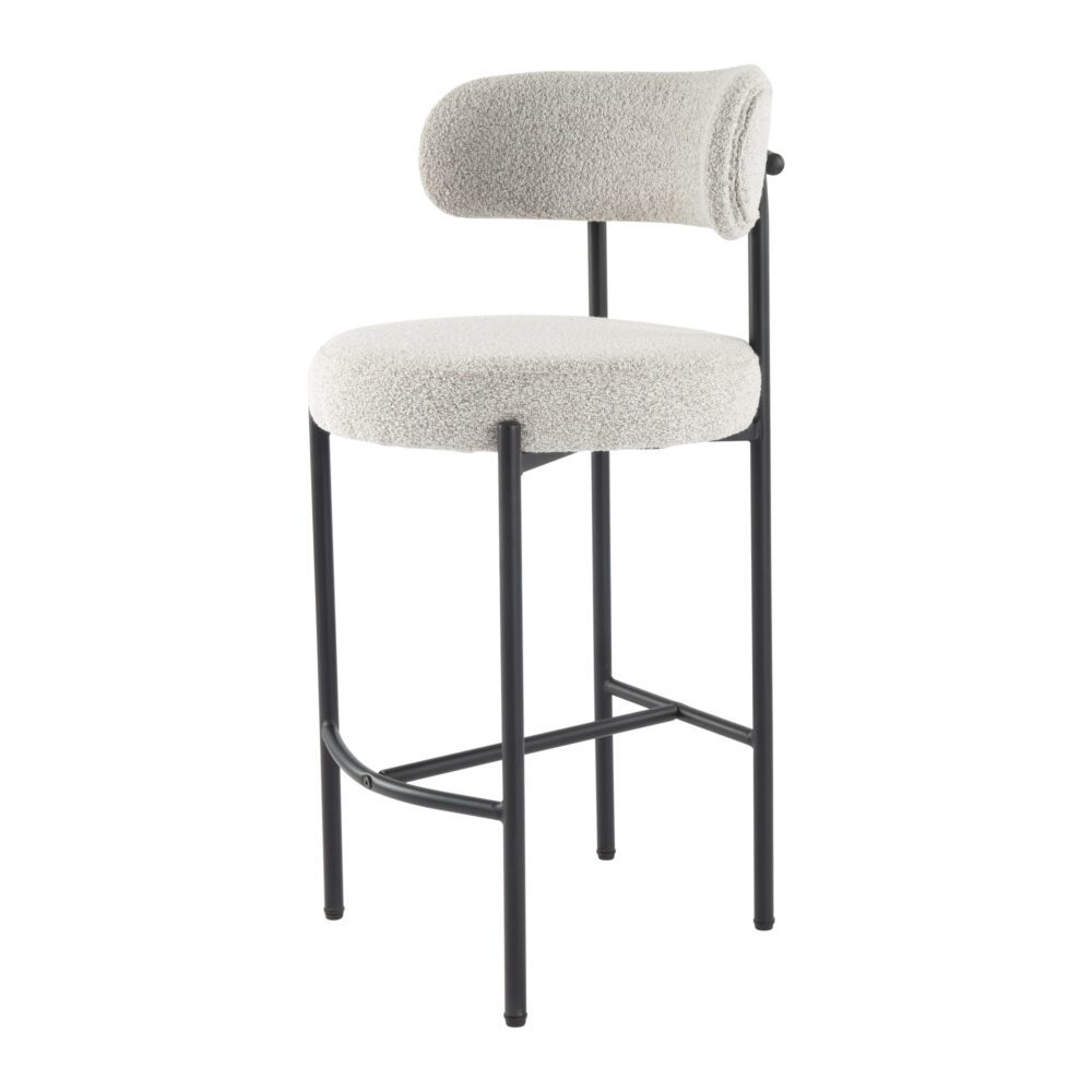 Set of 2 Lennox Contemporary Bouclé Bar Stools - White Quartz - Furniture > Bar Stools & Chairs > Table & Bar Stools - Rivercity House & Home Co. (ABN 18 642 972 209) - Affordable Modern Furniture Australia