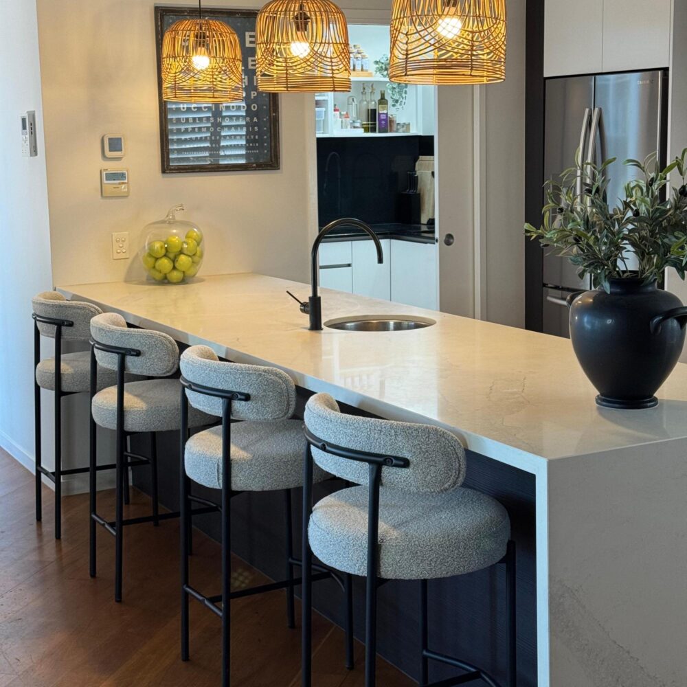 Set of 2 Lennox Contemporary Bouclé Bar Stools - White Quartz - Furniture > Bar Stools & Chairs > Table & Bar Stools - Rivercity House & Home Co. (ABN 18 642 972 209) - Affordable Modern Furniture Australia