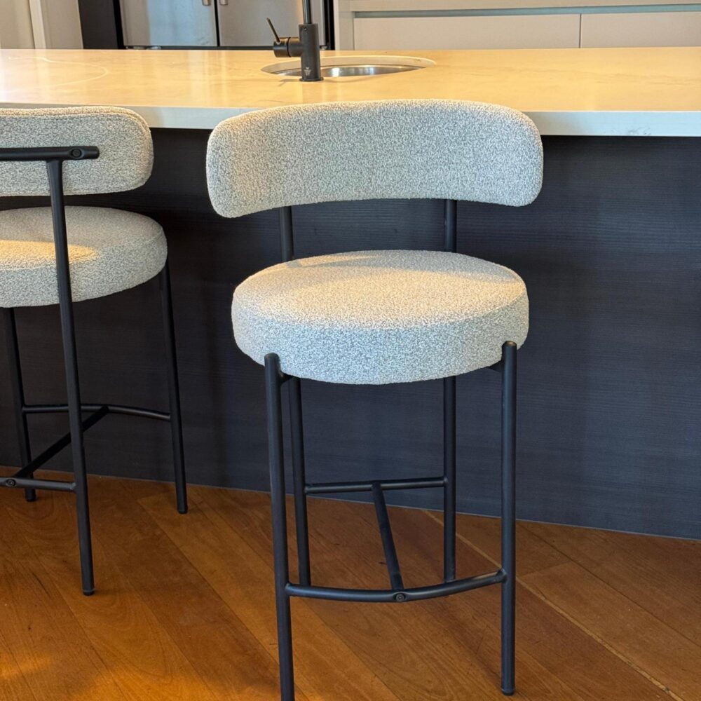 Set of 2 Lennox Contemporary Bouclé Bar Stools - White Quartz - Furniture > Bar Stools & Chairs > Table & Bar Stools - Rivercity House & Home Co. (ABN 18 642 972 209) - Affordable Modern Furniture Australia