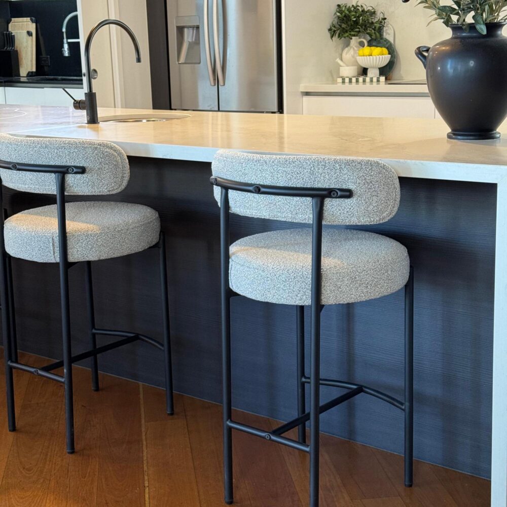 Set of 2 Lennox Contemporary Bouclé Bar Stools - White Quartz - Furniture > Bar Stools & Chairs > Table & Bar Stools - Rivercity House & Home Co. (ABN 18 642 972 209) - Affordable Modern Furniture Australia
