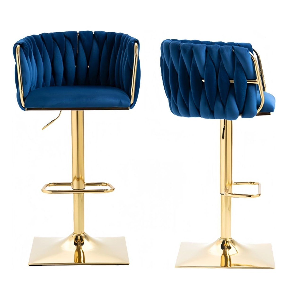 Set of 2 Marlowe Velvet Bar Stools - Blue with Gold Base - Furniture > Bar Stools & Chairs > Table & Bar Stools - Rivercity House & Home Co. (ABN 18 642 972 209) - Affordable Modern Furniture Australia