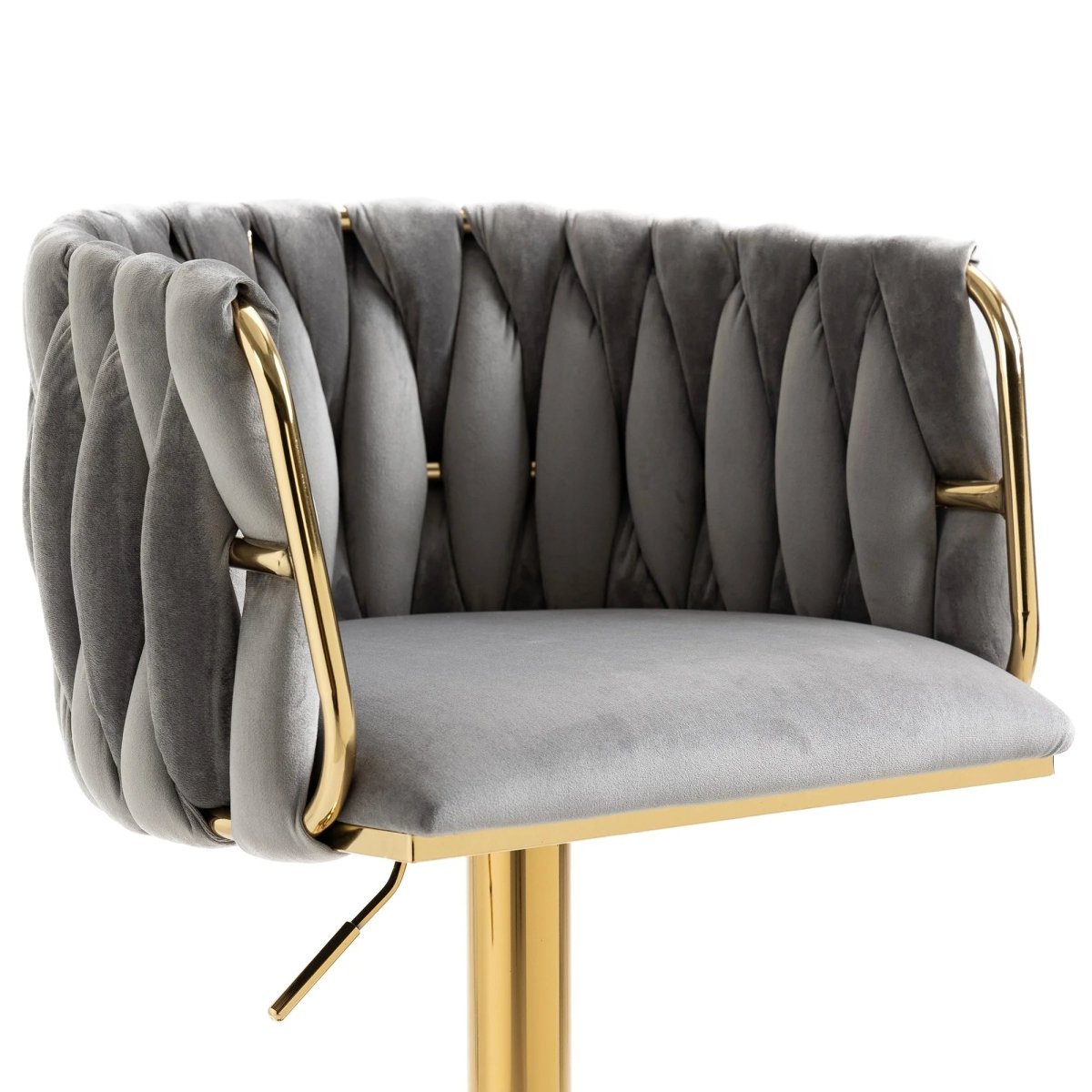 Set of 2 Marlowe Velvet Bar Stools - Grey with Gold Base - Furniture > Bar Stools & Chairs > Table & Bar Stools - Rivercity House & Home Co. (ABN 18 642 972 209) - Affordable Modern Furniture Australia