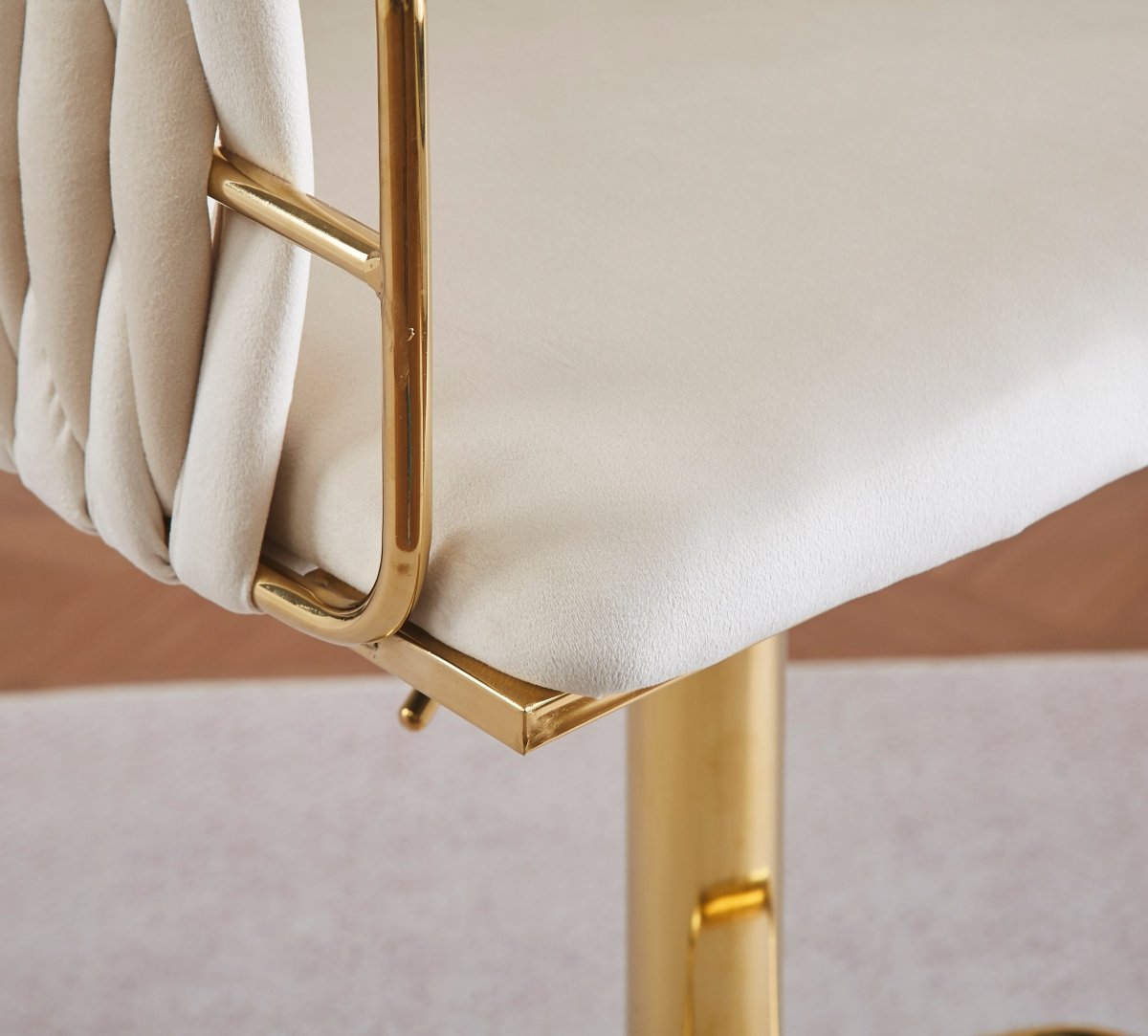 Set of 2 Marlowe Velvet Bar Stools - Ivory with Gold Base - Furniture > Bar Stools & Chairs > Table & Bar Stools - Rivercity House & Home Co. (ABN 18 642 972 209) - Affordable Modern Furniture Australia