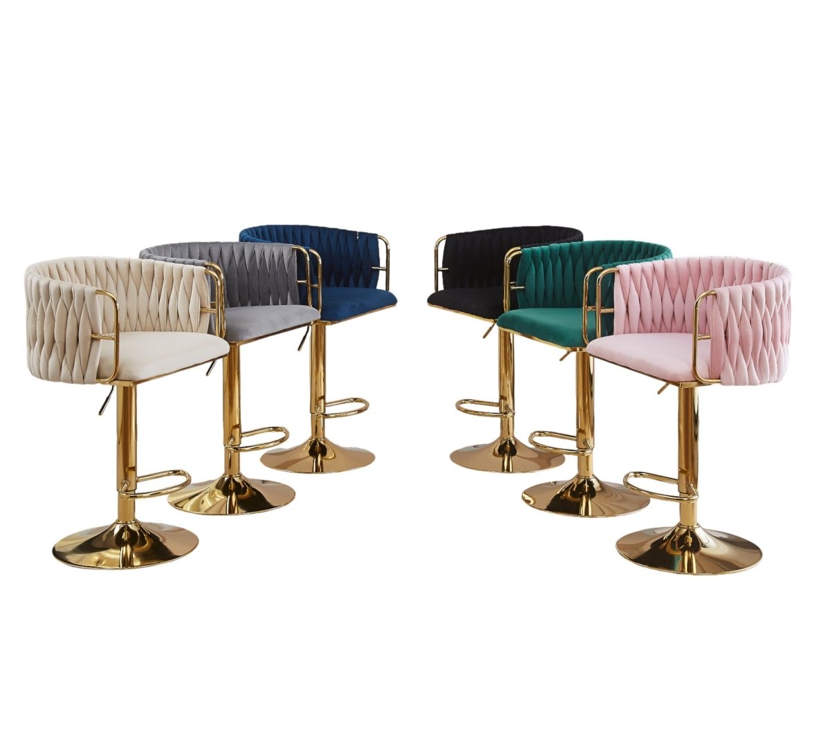 Set of 2 Marlowe Velvet Bar Stools - Ivory with Gold Base - Furniture > Bar Stools & Chairs > Table & Bar Stools - Rivercity House & Home Co. (ABN 18 642 972 209) - Affordable Modern Furniture Australia