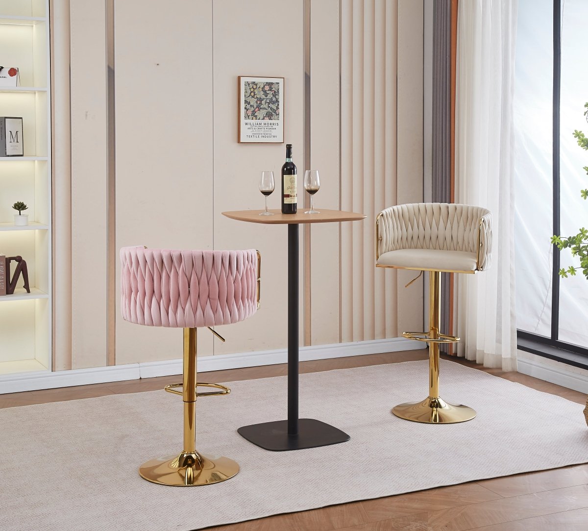 Set of 2 Marlowe Velvet Bar Stools - Ivory with Gold Base - Furniture > Bar Stools & Chairs > Table & Bar Stools - Rivercity House & Home Co. (ABN 18 642 972 209) - Affordable Modern Furniture Australia