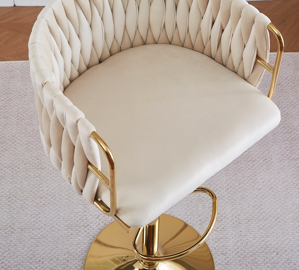 Set of 2 Marlowe Velvet Bar Stools - Ivory with Gold Base - Furniture > Bar Stools & Chairs > Table & Bar Stools - Rivercity House & Home Co. (ABN 18 642 972 209) - Affordable Modern Furniture Australia