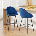 Set of 2 Monroe Velvet Swivel Bar Stools - Blue
