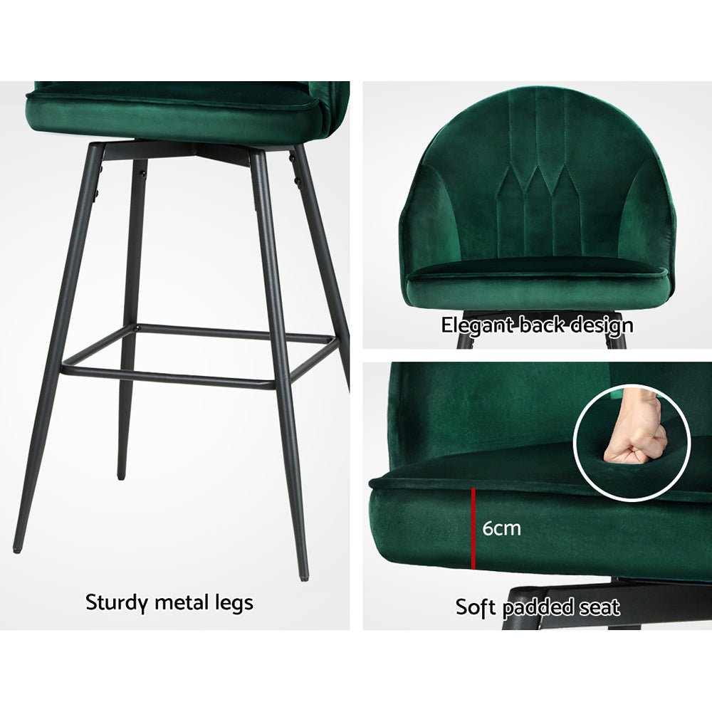 Set of 2 Melissa Swivel Bar Stools - Green - Furniture > Bar Stools & Chairs - Rivercity House & Home Co. (ABN 18 642 972 209) - Affordable Modern Furniture Australia