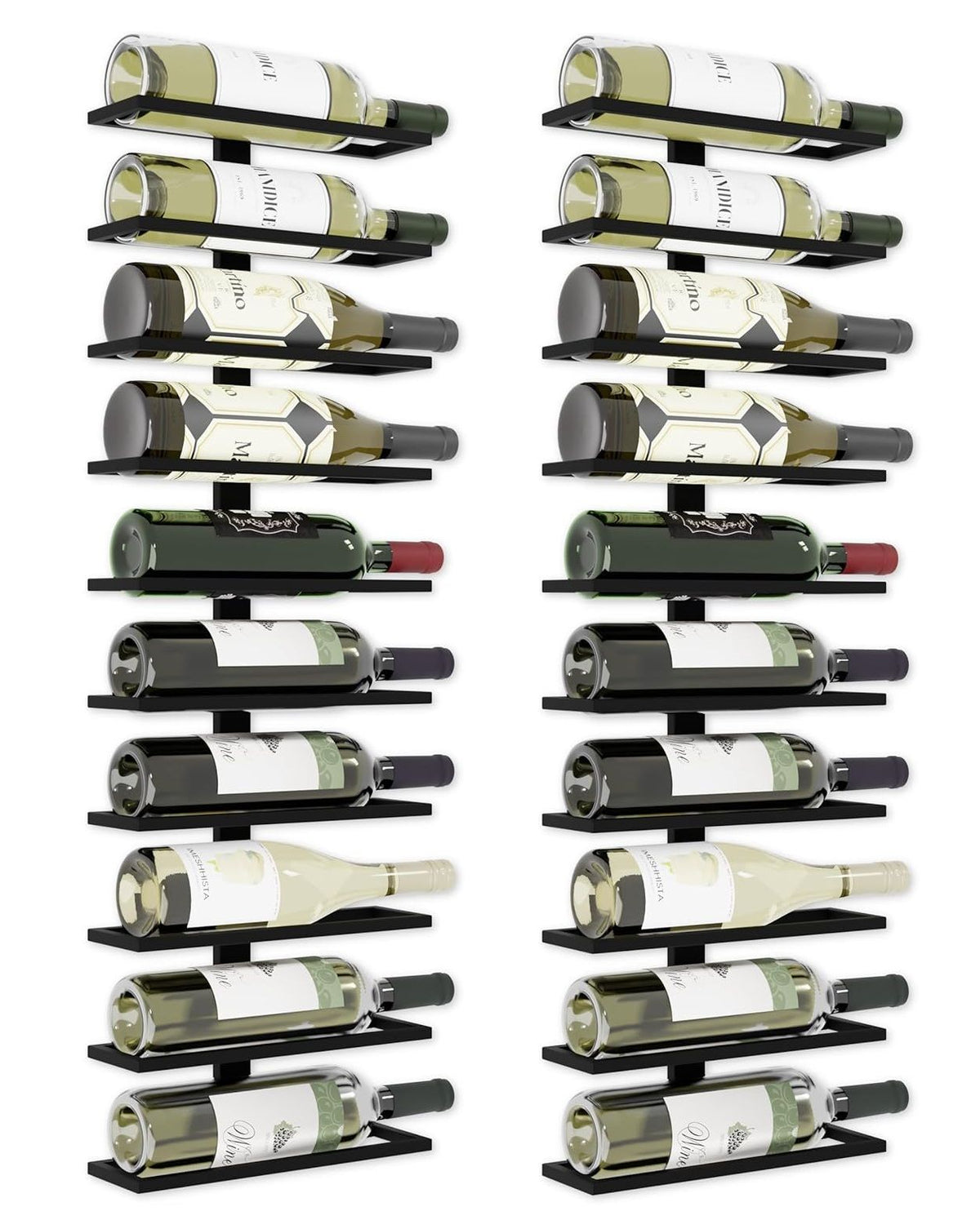 Set of 2 Metal Wall Mount Wine Racks for 10 Bottles - Black - Furniture > Dining > Wine Racks - Rivercity House & Home Co. (ABN 18 642 972 209) - Affordable Modern Furniture Australia