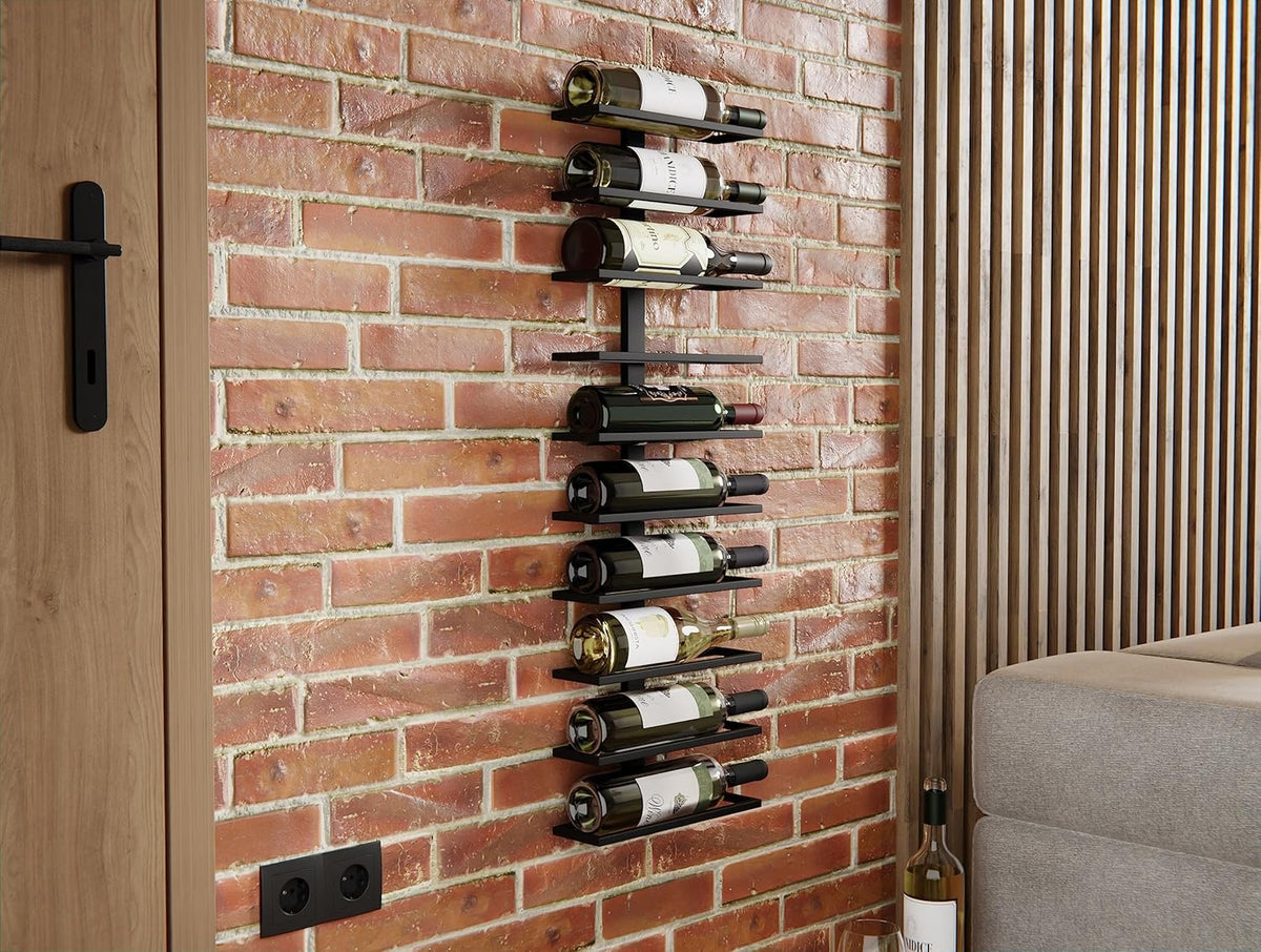 Set of 2 Metal Wall Mount Wine Racks for 10 Bottles - Black - Furniture > Dining > Wine Racks - Rivercity House & Home Co. (ABN 18 642 972 209) - Affordable Modern Furniture Australia