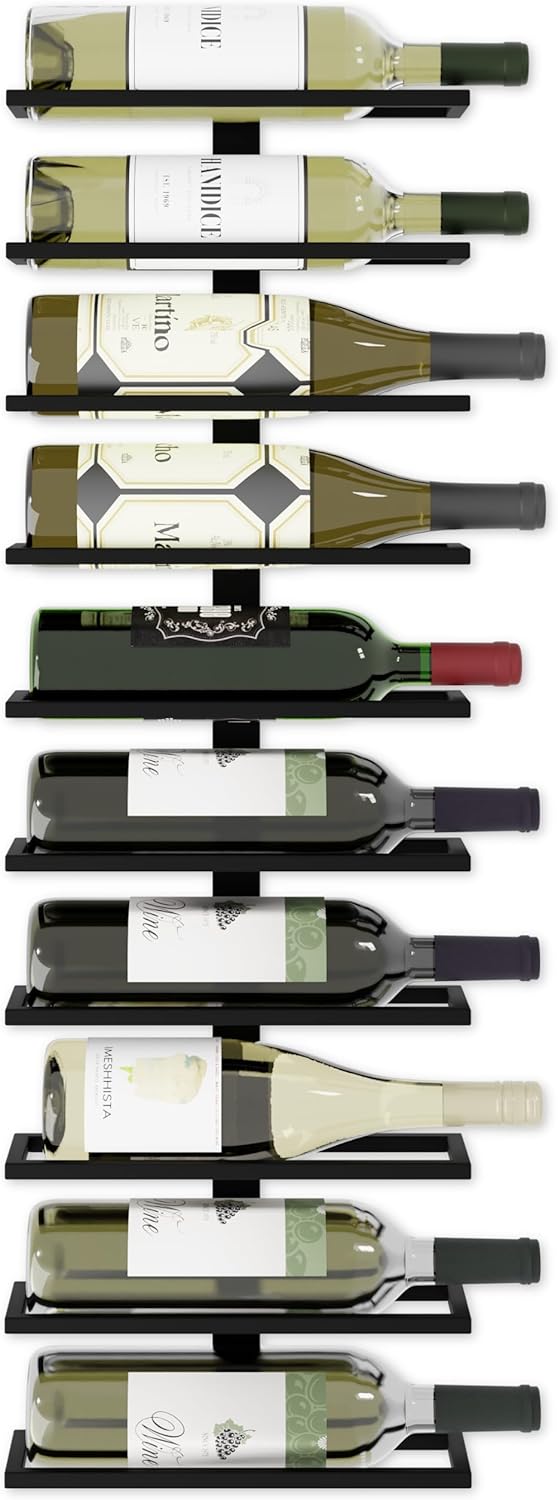 Set of 2 Metal Wall Mount Wine Racks for 10 Bottles - Black - Furniture > Dining > Wine Racks - Rivercity House & Home Co. (ABN 18 642 972 209) - Affordable Modern Furniture Australia