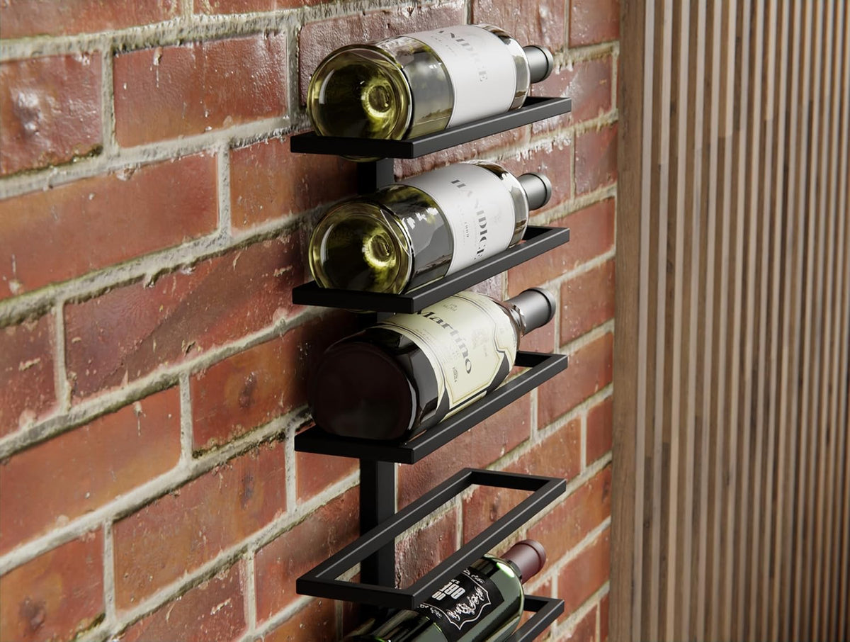 Set of 2 Metal Wall Mount Wine Racks for 10 Bottles - Black - Furniture > Dining > Wine Racks - Rivercity House & Home Co. (ABN 18 642 972 209) - Affordable Modern Furniture Australia