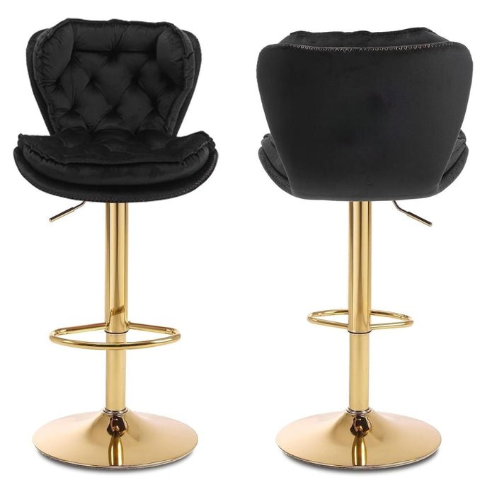 Set of 2 Mid Century Modern Adjustable Swivel Bar Stools with Velvet Upholstery and Back - Black - Furniture > Bar Stools & Chairs > Table & Bar Stools - Rivercity House & Home Co. (ABN 18 642 972 209) - Affordable Modern Furniture Australia