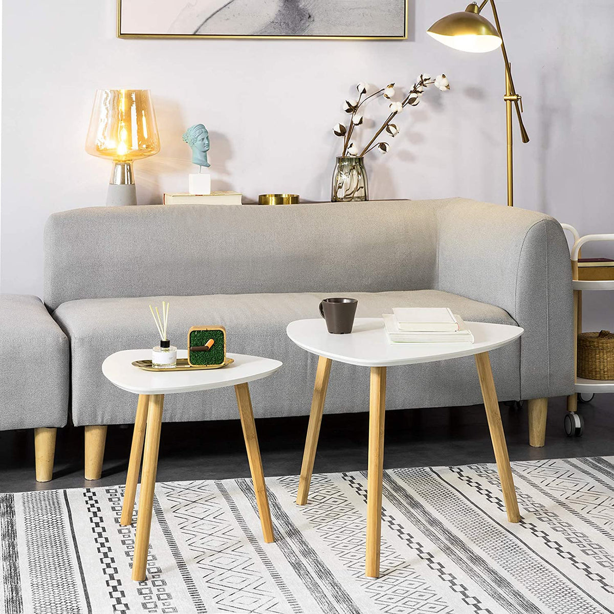 Set of 2 Nesting Side Tables - White - Baby & Kids > Baby & Kid's Toys > Building Toys - Rivercity House & Home Co. (ABN 18 642 972 209) - Affordable Modern Furniture Australia