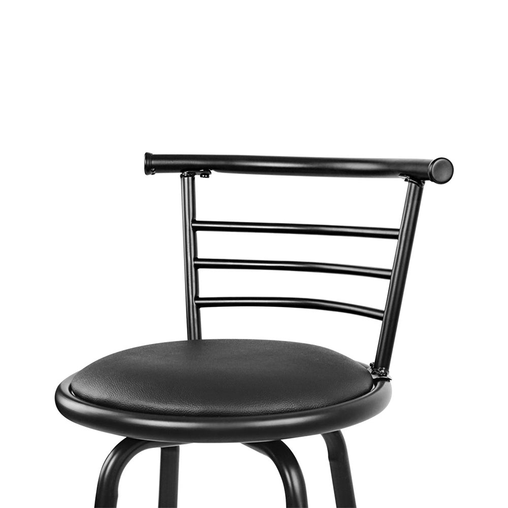 Set of 2 PU Leather Bar Stools - Black and Steel - Rivercity House & Home Co. (ABN 18 642 972 209) - Affordable Modern Furniture Australia