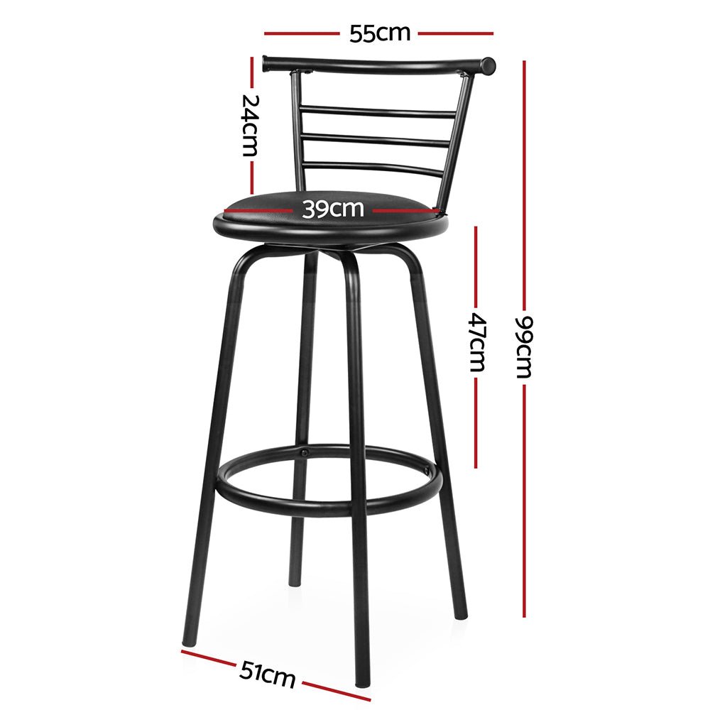 Set of 2 PU Leather Bar Stools - Black and Steel - Rivercity House & Home Co. (ABN 18 642 972 209) - Affordable Modern Furniture Australia