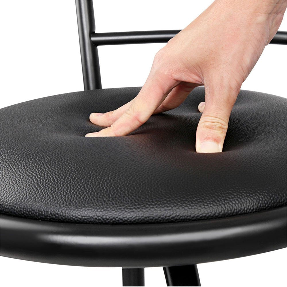 Set of 2 PU Leather Bar Stools - Black and Steel - Rivercity House & Home Co. (ABN 18 642 972 209) - Affordable Modern Furniture Australia