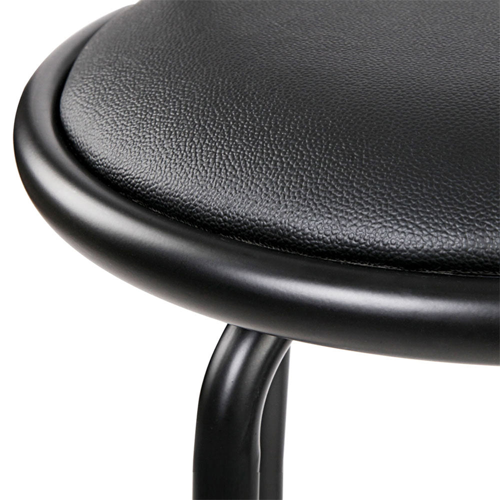 Set of 2 PU Leather Bar Stools - Black and Steel - Rivercity House & Home Co. (ABN 18 642 972 209) - Affordable Modern Furniture Australia