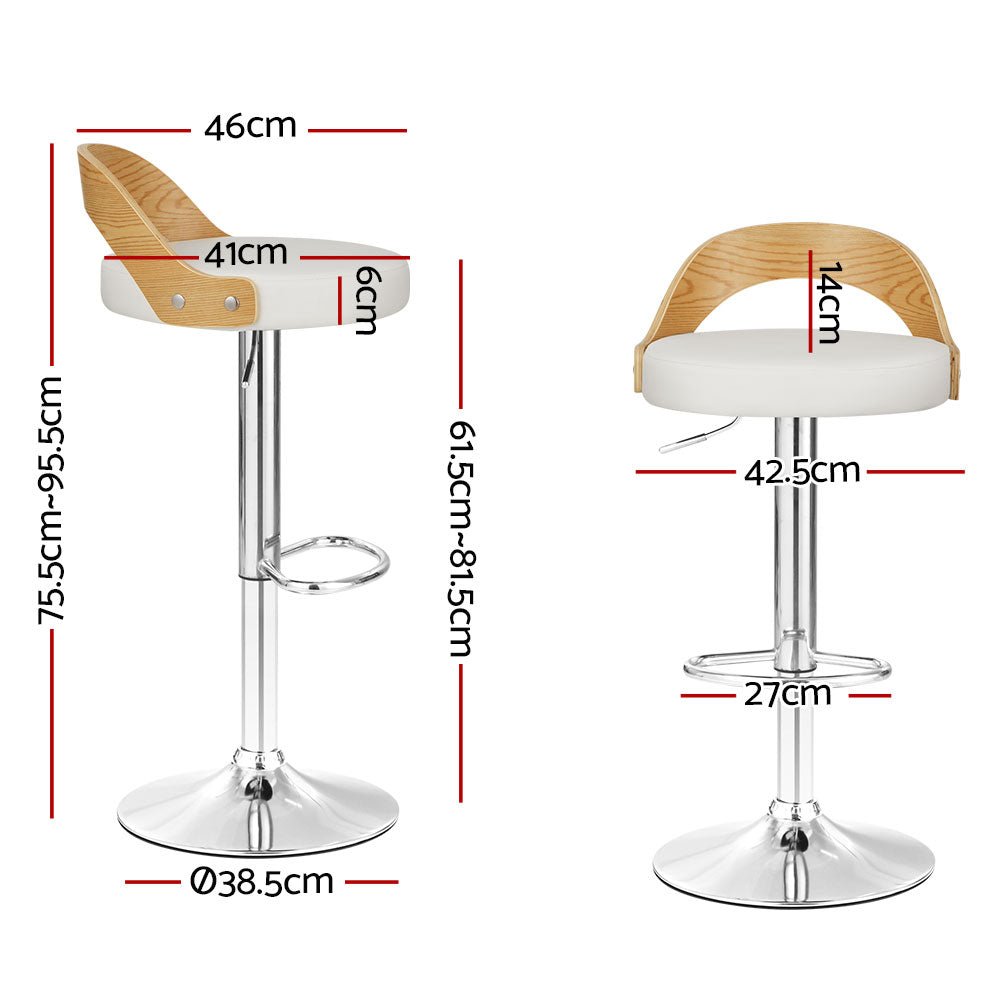 Set of 2 Publia Bar Stools - White & Oak - Furniture > Bar Stools & Chairs - Rivercity House & Home Co. (ABN 18 642 972 209) - Affordable Modern Furniture Australia