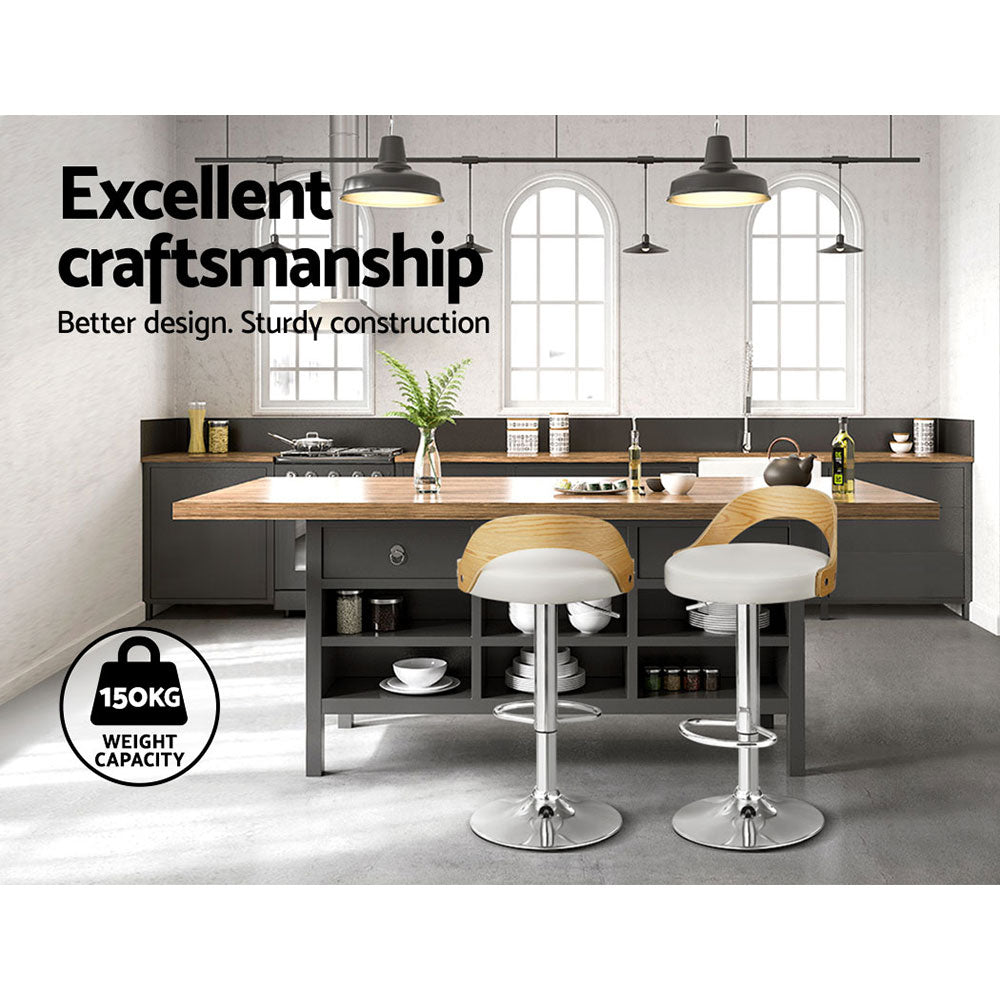 Set of 2 Publia Bar Stools - White & Oak - Furniture > Bar Stools & Chairs - Rivercity House & Home Co. (ABN 18 642 972 209) - Affordable Modern Furniture Australia