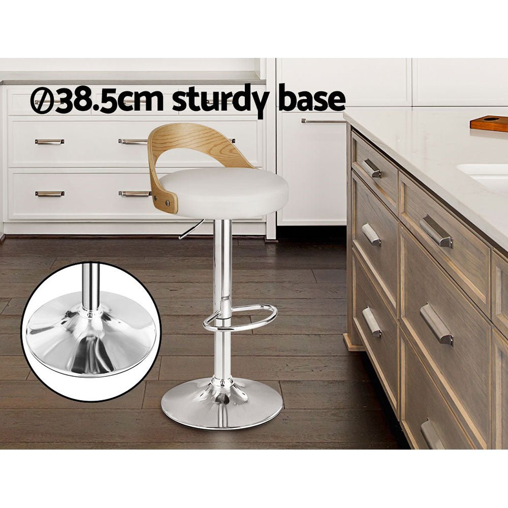 Set of 2 Publia Bar Stools - White & Oak - Furniture > Bar Stools & Chairs - Rivercity House & Home Co. (ABN 18 642 972 209) - Affordable Modern Furniture Australia