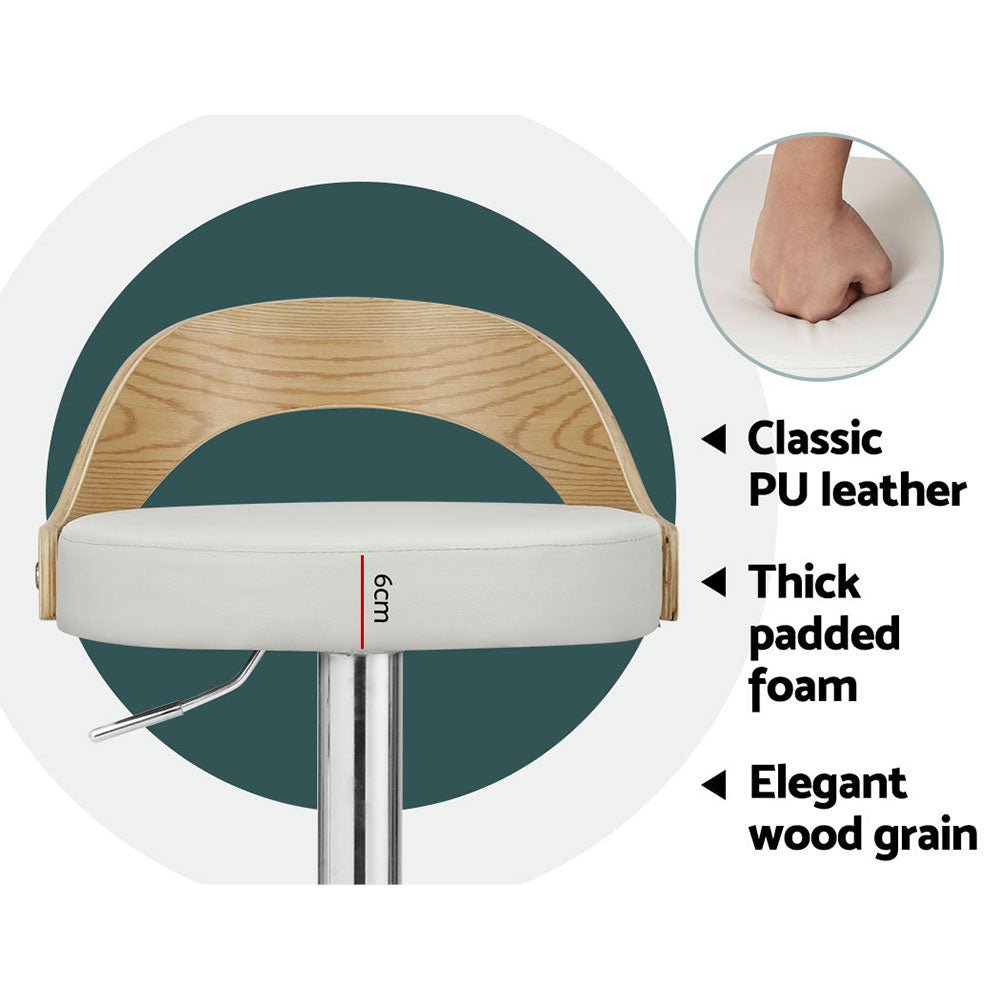 Set of 2 Publia Bar Stools - White & Oak - Furniture > Bar Stools & Chairs - Rivercity House & Home Co. (ABN 18 642 972 209) - Affordable Modern Furniture Australia