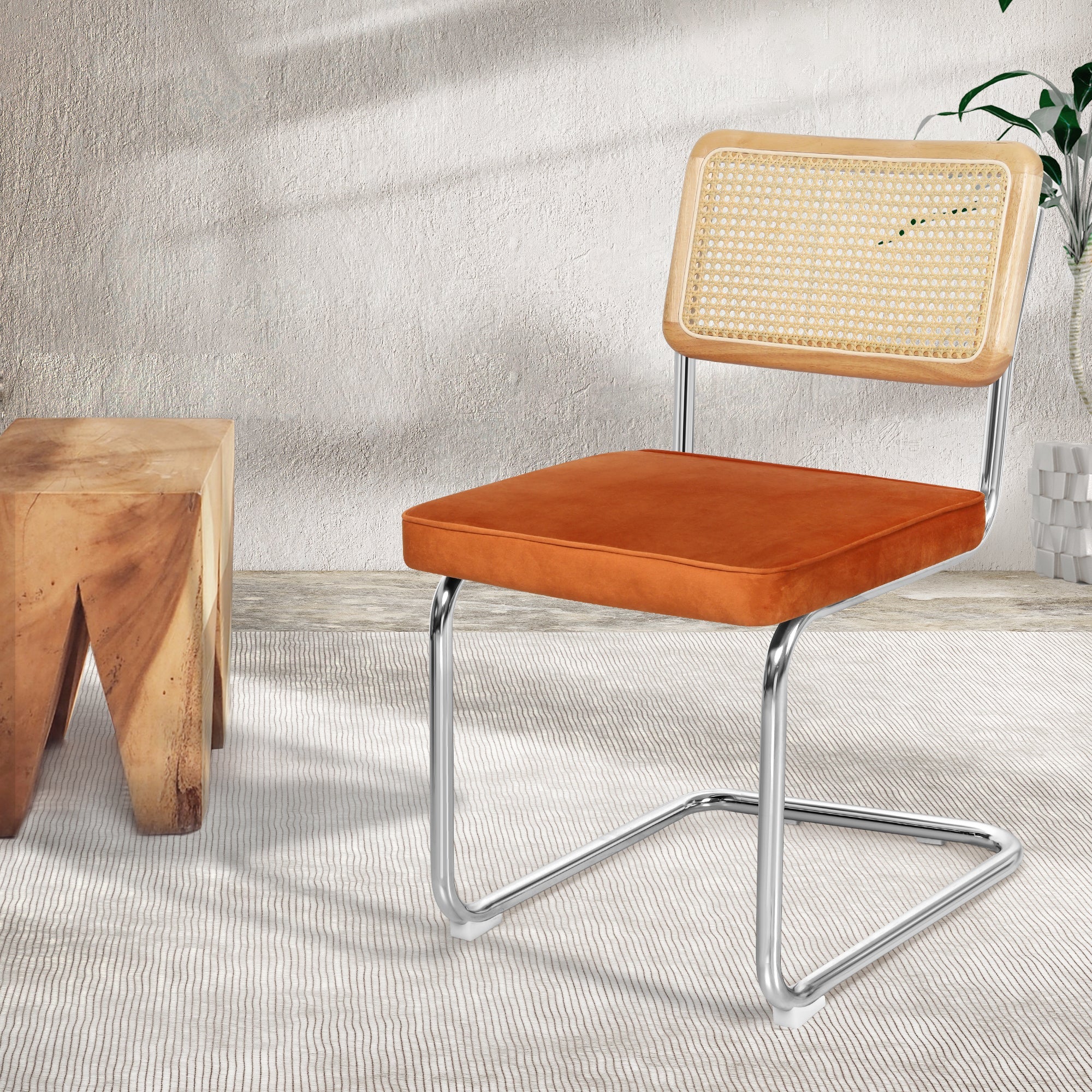 Set of 2 Rattan Dining Chairs - Orange - Rivercity House & Home Co. (ABN 18 642 972 209) - Affordable Modern Furniture Australia