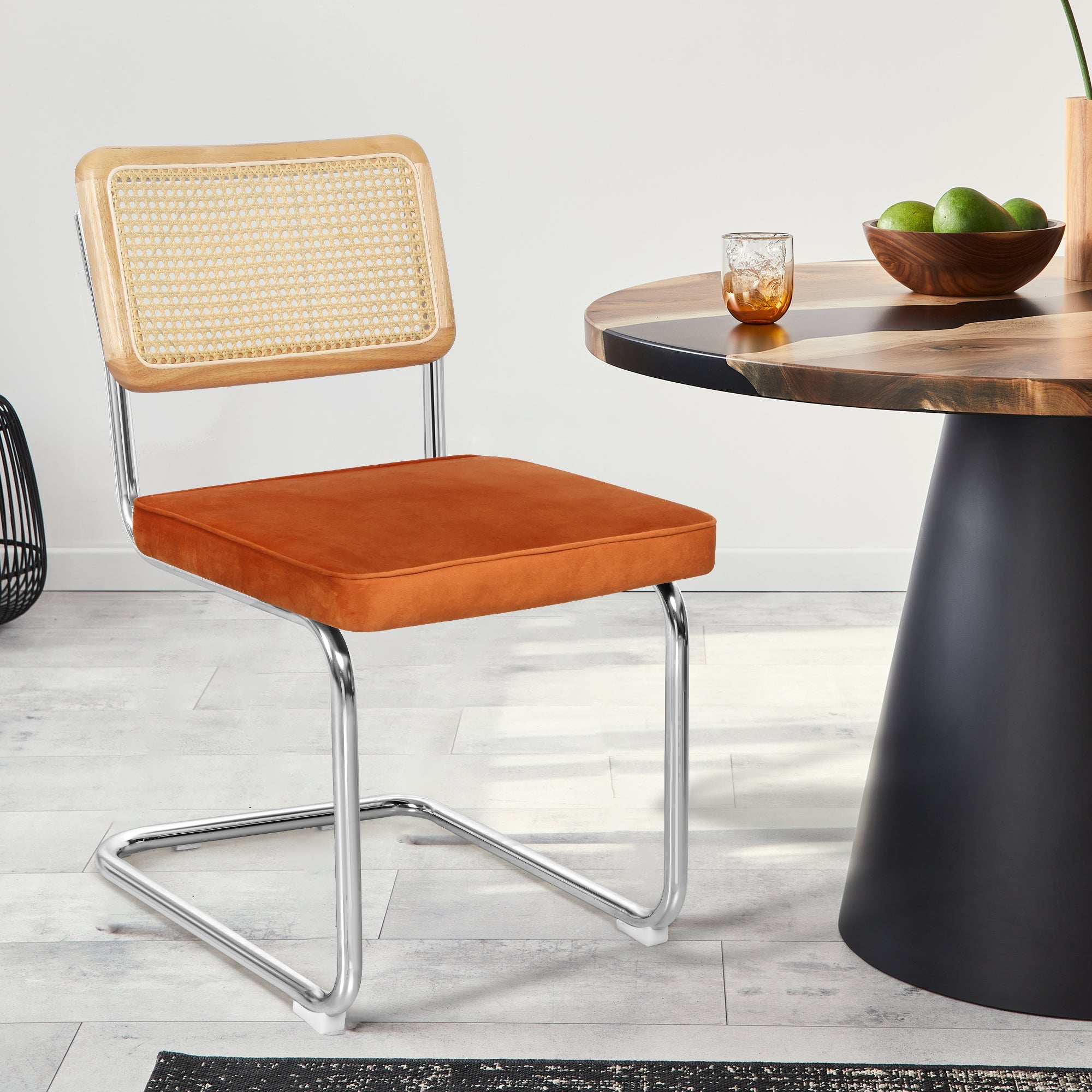 Set of 2 Rattan Dining Chairs - Orange - Rivercity House & Home Co. (ABN 18 642 972 209) - Affordable Modern Furniture Australia