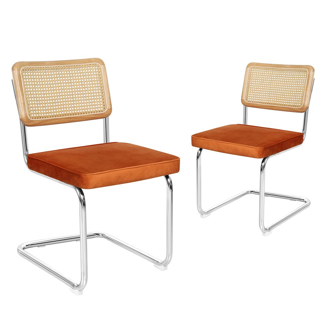Set of 2 Rattan Dining Chairs - Orange - Rivercity House & Home Co. (ABN 18 642 972 209) - Affordable Modern Furniture Australia