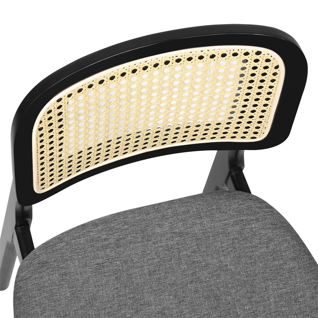 Set of 2 Rattan Wood Dining Chairs Armless with Cushions - Black - Rivercity House & Home Co. (ABN 18 642 972 209) - Affordable Modern Furniture Australia