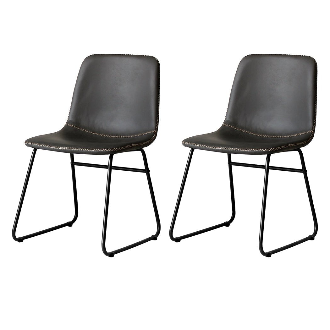 Set of 2 Retro Dining Chairs with Sleigh Legs - Black - Rivercity House & Home Co. (ABN 18 642 972 209) - Affordable Modern Furniture Australia