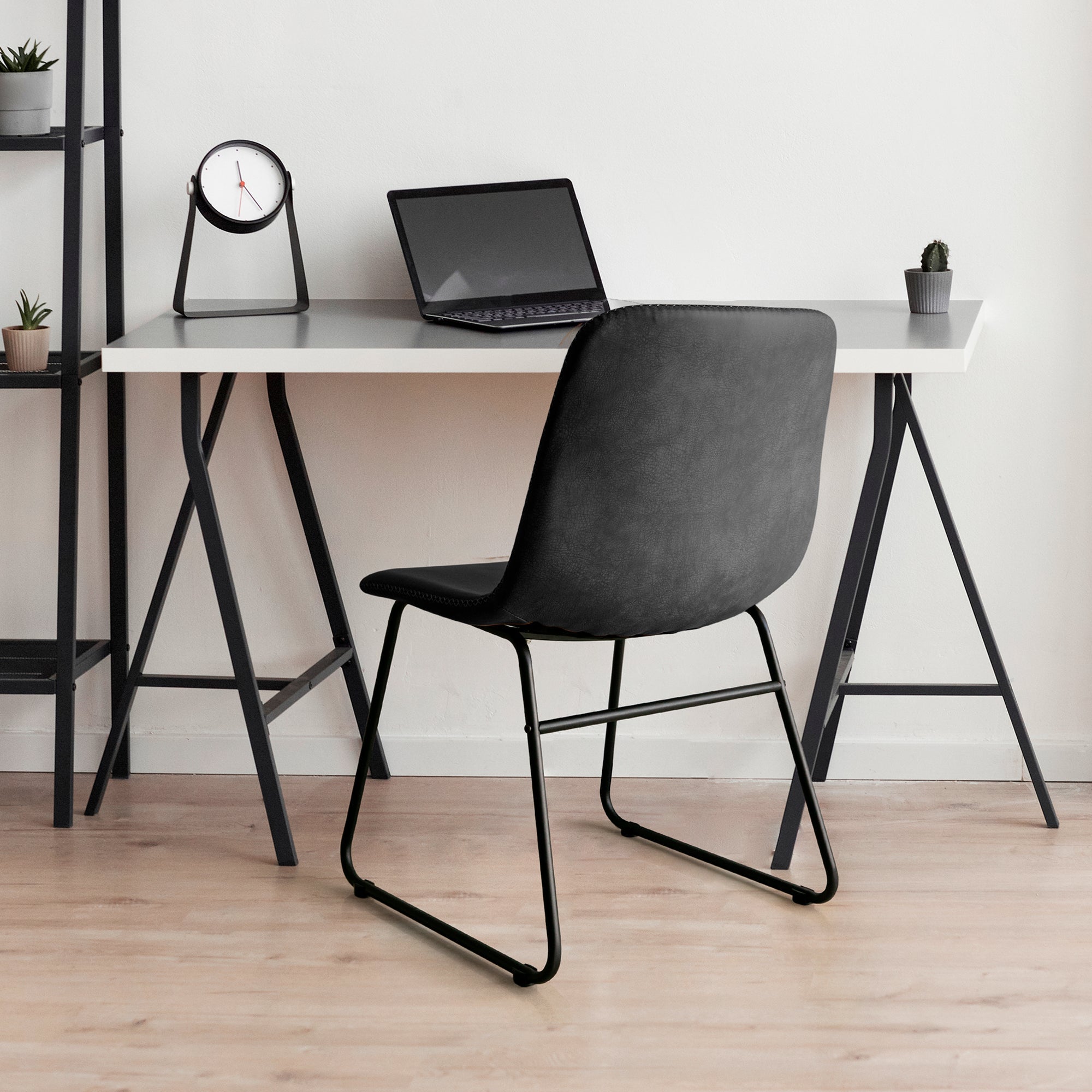 Set of 2 Retro Dining Chairs with Sleigh Legs - Black - Rivercity House & Home Co. (ABN 18 642 972 209) - Affordable Modern Furniture Australia