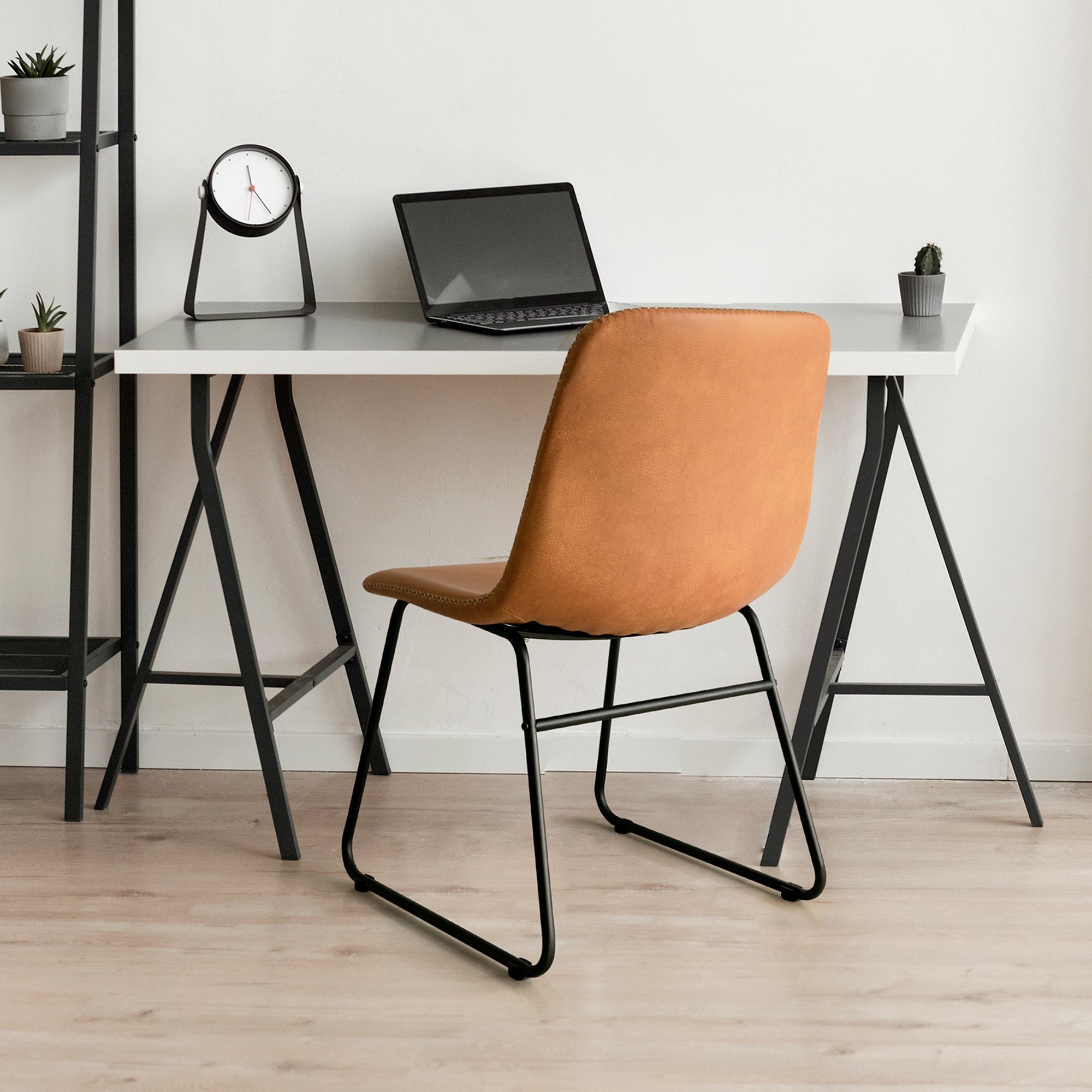 Set of 2 Retro Dining Chairs with Sleigh Legs - Brown - Rivercity House & Home Co. (ABN 18 642 972 209) - Affordable Modern Furniture Australia
