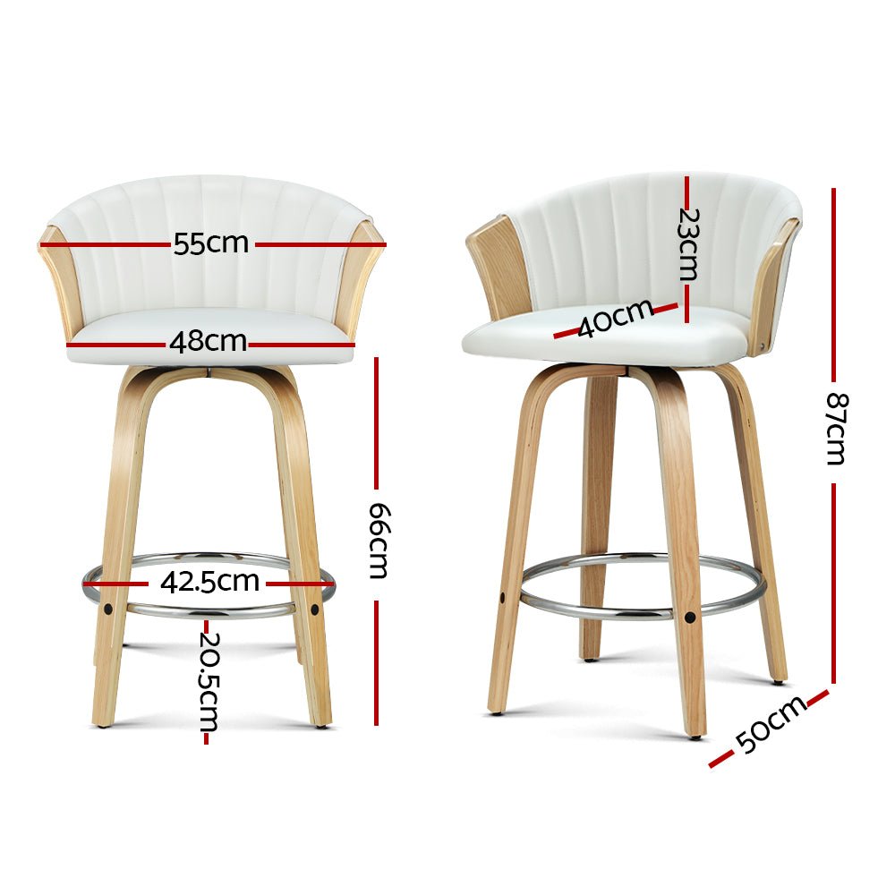 Set of 2 Ricardo Bar Stools Wooden Swivel - White - Furniture > Bar Stools & Chairs - Rivercity House & Home Co. (ABN 18 642 972 209) - Affordable Modern Furniture Australia