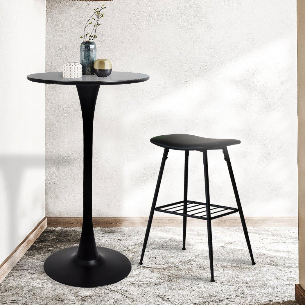 Set of 2 Round Pub Bar Tables 60cm Diameter - Black - Rivercity House & Home Co. (ABN 18 642 972 209) - Affordable Modern Furniture Australia