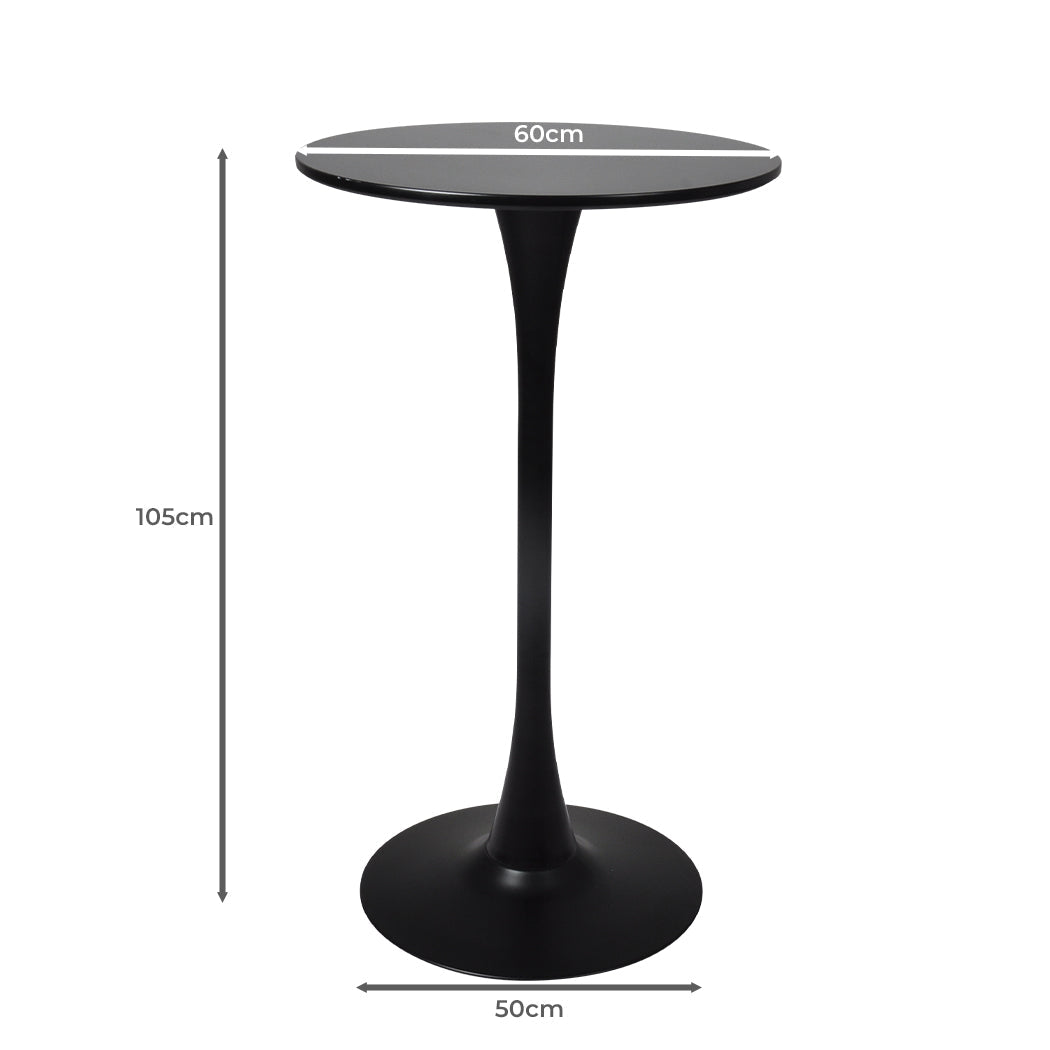 Set of 2 Round Pub Bar Tables 60cm Diameter - Black - Rivercity House & Home Co. (ABN 18 642 972 209) - Affordable Modern Furniture Australia