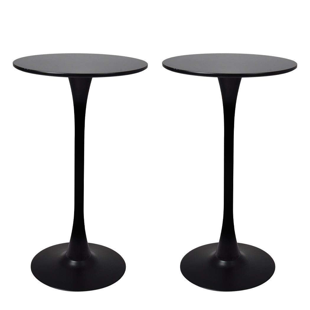 Set of 2 Round Pub Bar Tables 60cm Diameter - Black - Rivercity House & Home Co. (ABN 18 642 972 209) - Affordable Modern Furniture Australia