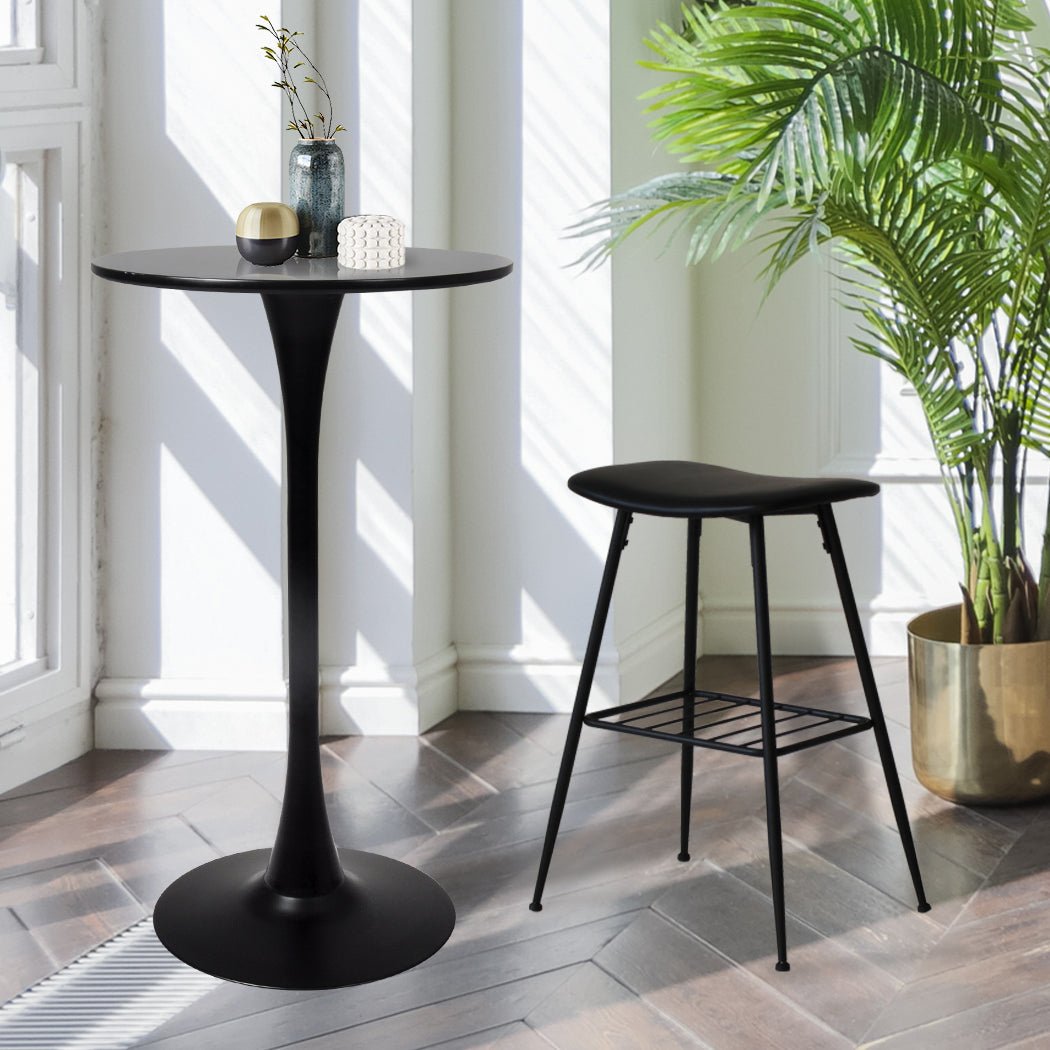 Set of 2 Round Pub Bar Tables 60cm Diameter - Black - Rivercity House & Home Co. (ABN 18 642 972 209) - Affordable Modern Furniture Australia